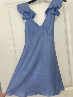 Altar’d State Light Blue Ruffled Shoulder Mini Dress NWT